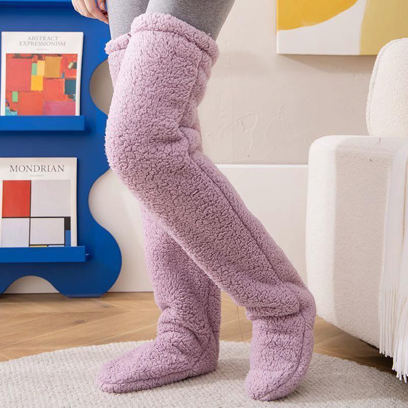 Cozy Winter Knee-High Fuzzy Socks for Cold-Proof Comfort - MANDOTOS0