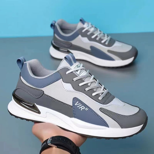 Men's Color Block Mesh Shoes Fashion Casual Lace-up Sneakers Outdoor Breathable Running Sports Shoes - MANDOTOS