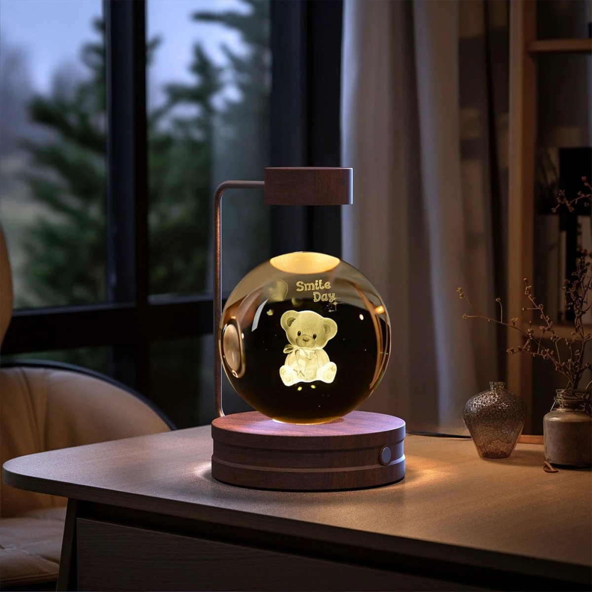 Crystal Ball Cosmic Dinosaur Indoor Night Light USB Power Warm Bedside Light Birthday Gift Night Lamp MANDOTOS