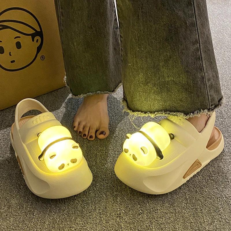 Mandotos Panda Lamp Light Up Slippers Sandals For Women EVA Comfort Non Slip Sole Summer - MANDOTOS