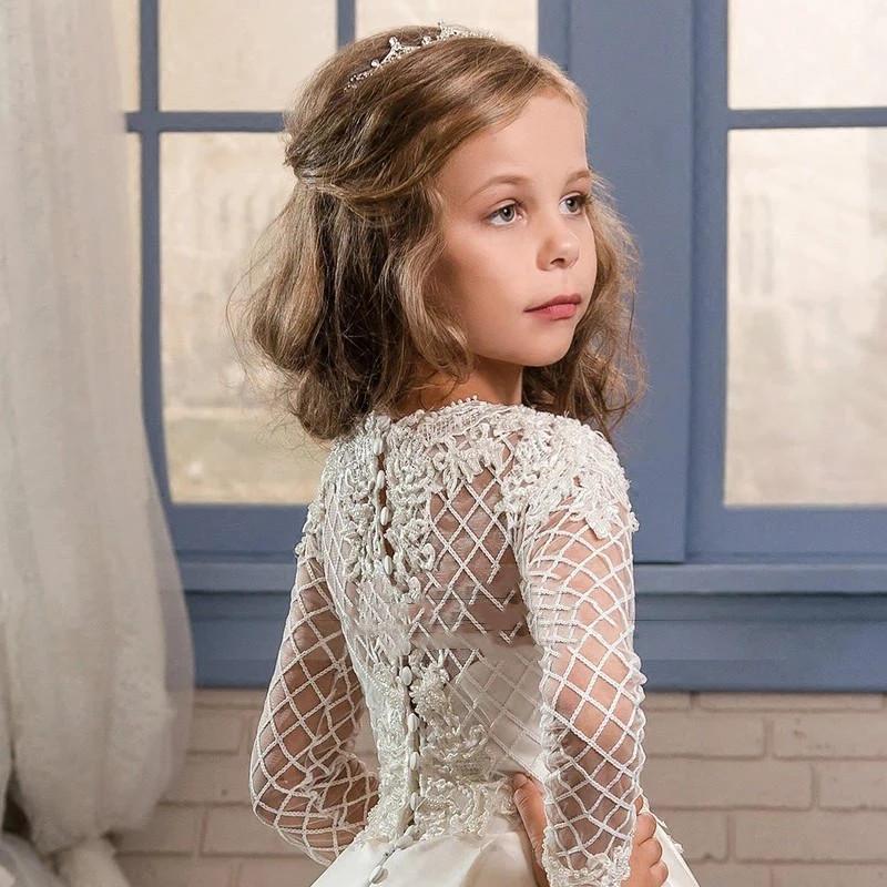 Little Girl Long Sleeve Dresses Champagne - MANDOTOS INTERNATIONAL0