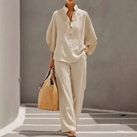 Women’s Casual Shirt and Full-Length Pants Set