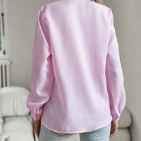 Striped Long Sleeve Shirt Fashion Ruffle Design Button Up Tops Casual Office Blouse Elegant Commuting Women's Clothing - MANDOTOS INTERNATIONAL0