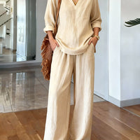 Long Sleeve Top & Full-Length Pants Two-Piece Set – 9 Colors S–3XL