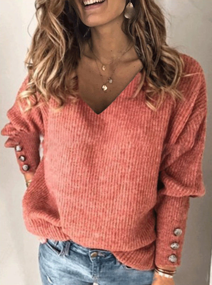 Chic V-Neck Knit Women's Tee