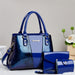 Large blue snakeskin-pattern shoulder bag with matching wallet and small clutch; 3-piece set