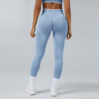 Seamless Knitted Tight High Waist Quick-drying Sports Yoga Pants, light blue, Ancient Energy
