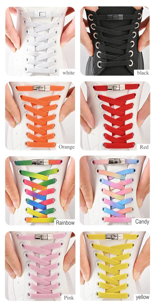 Elastic No-Tie Shoelaces with Press Lock for Sneakers - Kids & Adults - MANDOTOS INTERNATIONAL