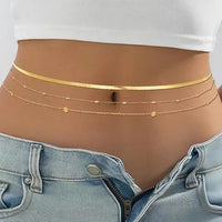 8Pcs Waist Chain 18K Gold Plated Belly Belt Chains Sexy Bikini Beaded Sequin CZ Coin Body Chain Jewelry Accessories Adjustable - MANDOTOS INTERNATIONAL