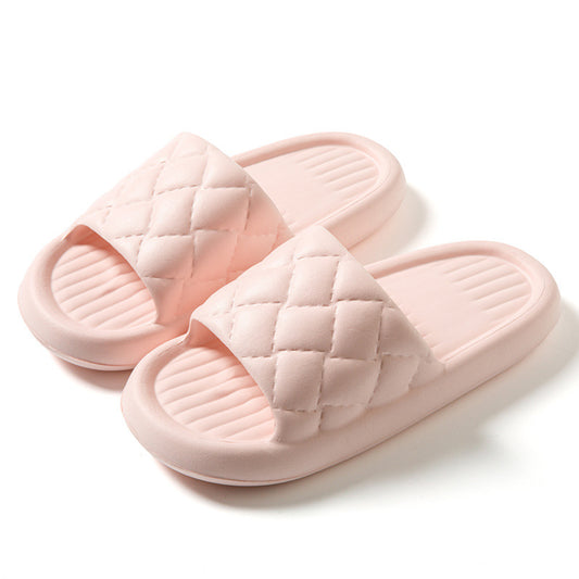 New Rhombus Home Slippers Summer Non-slip Floor Bathroom Slipper Lightweight Simple House Shoes For Women Men - MANDOTOS