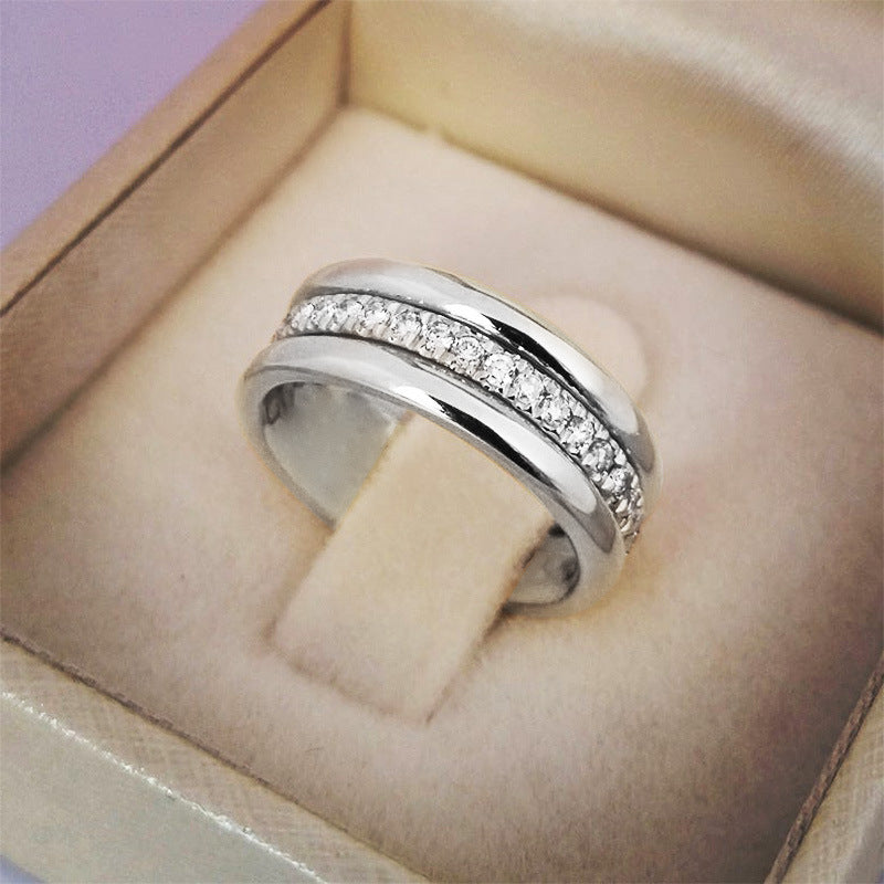 Simple Golden Sliver Rhinestones Ring Copper Plated RIngs Fashion Jewellery - MANDOTOS