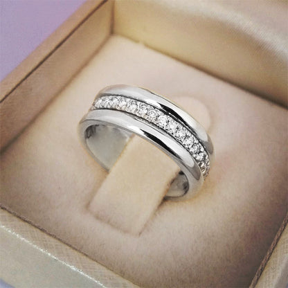 Simple Golden Sliver Rhinestones Ring Copper Plated RIngs Fashion Jewellery - MANDOTOS