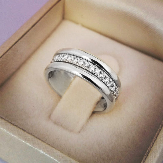 Simple Golden Sliver Rhinestones Ring Copper Plated RIngs Fashion Jewellery - MANDOTOS