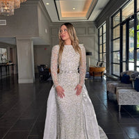 Aleena Bridal Embellished Pearl Crystal Beaded Gown With Detachable Overskirt Iyza Belaar