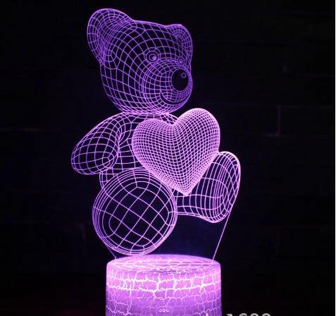 Mandotos 3D Teddy Bear Lamp Acrylic USB LED Night Light 16 Colors Remote Control MANDOTOS