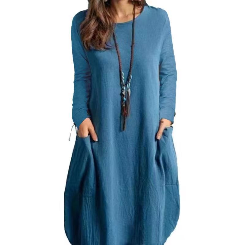 Ladies' Autumn Breeze Cotton-Linen Dress