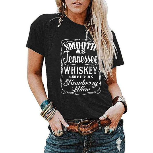 Ladies Blouse Letter Printing Round Neck Short - sleeved T-Shirt Women - MANDOTOS INTERNATIONAL0
