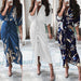 European And American Print Long-Sleeved Lace-Up Single-Breasted Shirt Dress - MANDOTOS