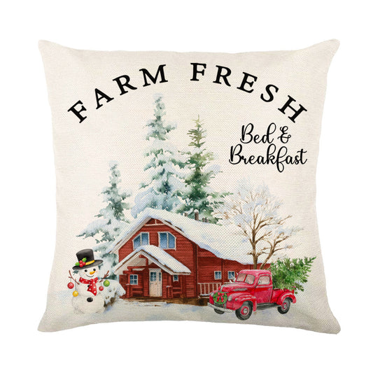 Christmas Decorations Pillow Covers Sofa Square Throw Pillow Cases Stamping Snowflake Waist Cushion Cover Home Bed Decor - MANDOTOS