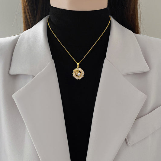 Fashion Jewelry Square Full Diamond Personalized Round Ring Leaves Necklace And Earrings Suite - MANDOTOS
