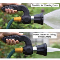 Mighty Power Hose Blaster Nozzle, black with yellow connector; fine mist for plants and power stream for patios