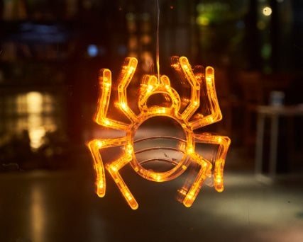 Halloween Window Hanging LED Lights Spider Pumpkin Hanging Ghost Horror Atmosphere Lights Holiday Party Decorative Lights Home Decor - MANDOTOS