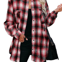 Plaid Shirt Women Spring Mid - length Loose Blouse Turndown Collar Shirt Clothing - MANDOTOS INTERNATIONAL0