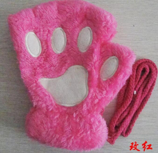 Winter Lovely Half Cover Paw Bear Cat Claw Gloves Short Finger MANDOTOS
