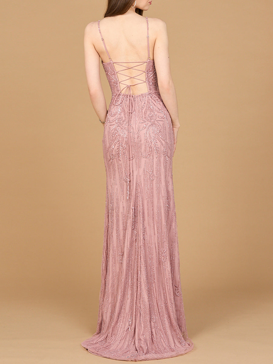 Beaded Lace-up Dress with Slit - MANDOTOS INTERNATIONALDress