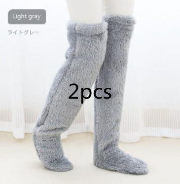 Over Knee High Fuzzy Long Socks Winter Warm Cold Leg Knee Joint Cold-proof Stockings Home Floor Sleeping Socks - MANDOTOS