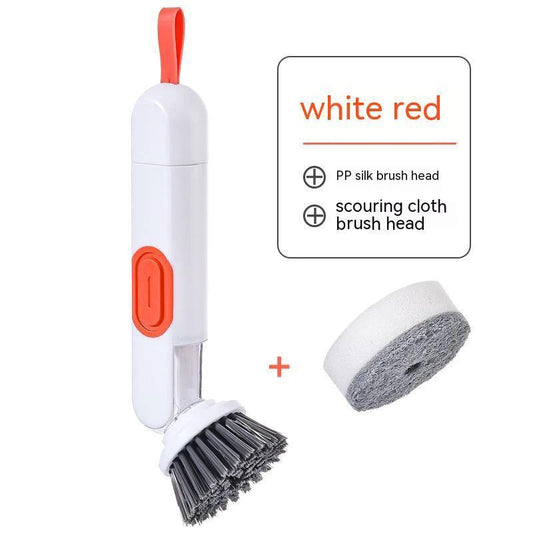 2-in-1 Soap Dispensing Dish Brush with Replacement Heads & No Leak Design MANDOTOS