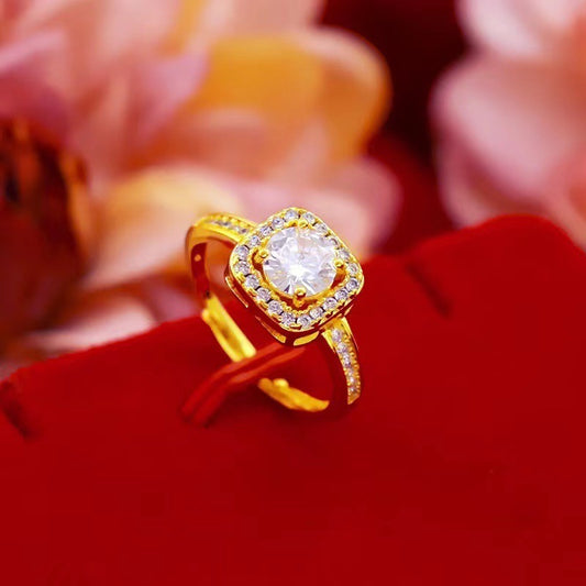 Fashion Jewelry Set Zircon Gem Pendant Chain Choker Necklace For Women Gold Color Stud Earring Statement Wedding Ring - MANDOTOS