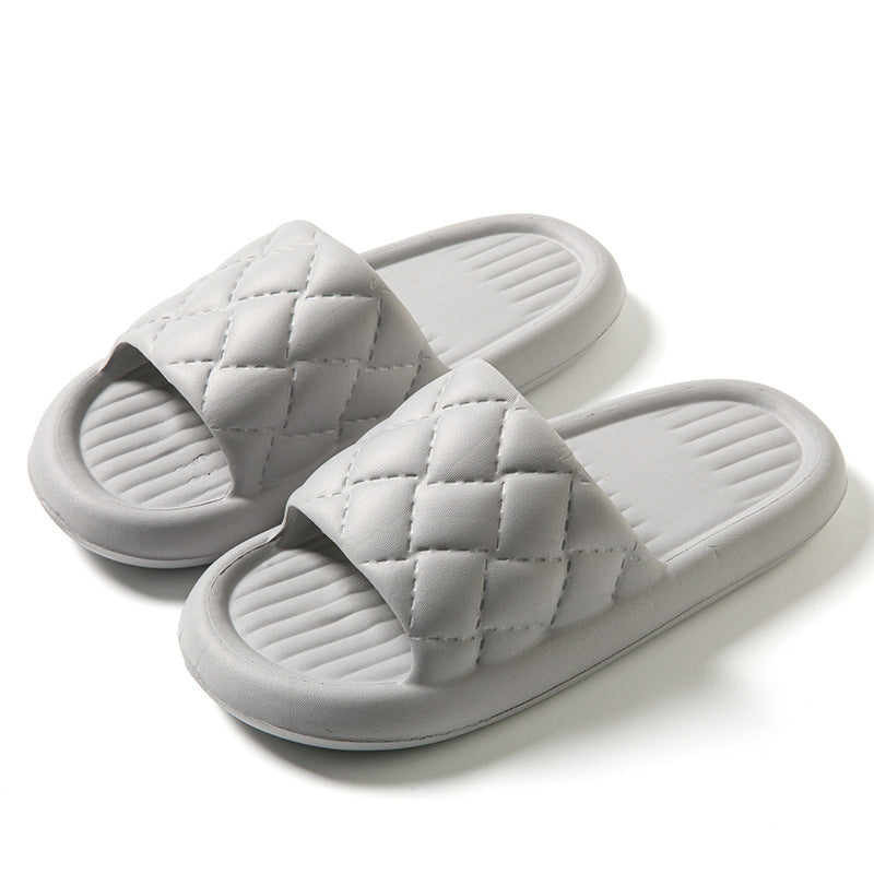 New Rhombus Home Slippers Summer Non-slip Floor Bathroom Slipper Lightweight Simple House Shoes For Women Men - MANDOTOS