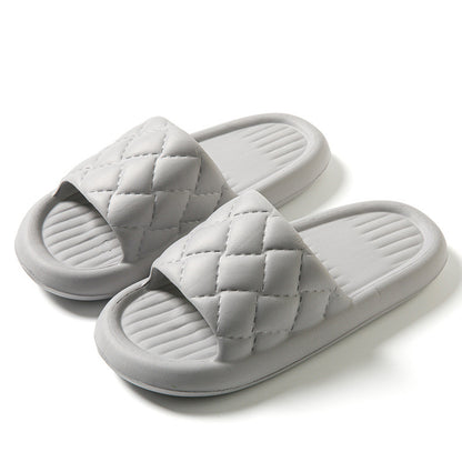 New Rhombus Home Slippers Summer Non-slip Floor Bathroom Slipper Lightweight Simple House Shoes For Women Men - MANDOTOS