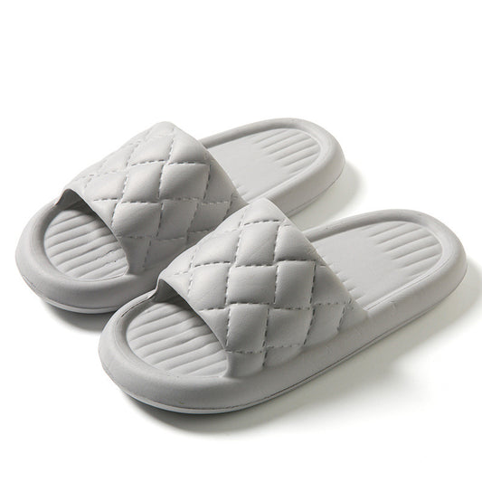 New Rhombus Home Slippers Summer Non-slip Floor Bathroom Slipper Lightweight Simple House Shoes For Women Men - MANDOTOS
