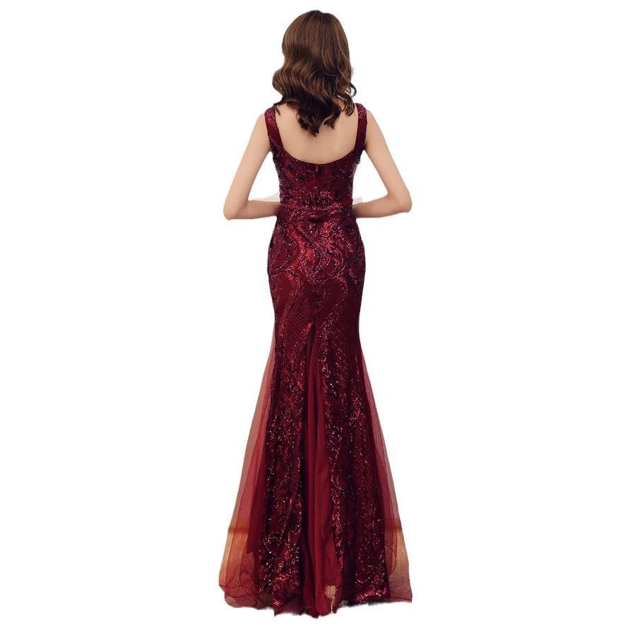 Fishtail Long Summer Sequins Sling Evening Dress Banquet MANDOTOS