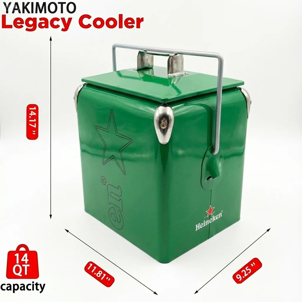 13L Iron Square Classic Cooler for Camping Beach Party Travel BBQ RV Wedding Outdoor Use - MANDOTOS INTERNATIONAL