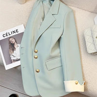 Elegant Women's Blazer Coat Fashion Stand Up Collar Long Sleeve Female Coats Spring Autumn Fashion Loose Office Lady Outwear