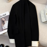 Elegant Women's Blazer Coat Fashion Stand Up Collar Long Sleeve Female Coats Spring Autumn Fashion Loose Office Lady Outwear