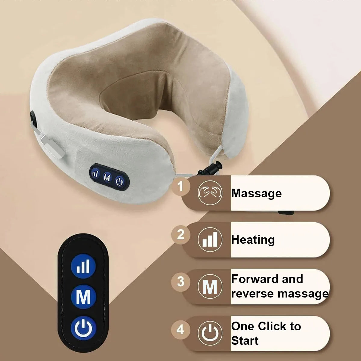 Electric Neck Massage.  Portable Slow Rebound Memory Foam U-Shaped Pillow-Ergonomic, Breathable, Soft Neck Support Travel Pillow