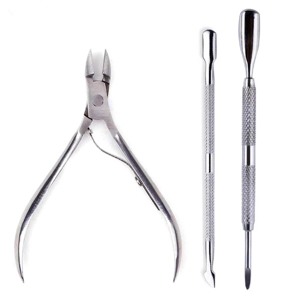 4 Pcs/Set Professional Stainless Steel Nail Cutter Scissor Nippers Muti Function Cuticle Pusher Remover Nail Care Manicure Kits - MANDOTOS