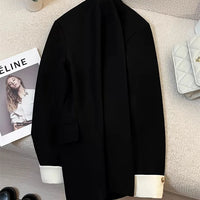 Elegant Women's Blazer Coat Fashion Stand Up Collar Long Sleeve Female Coats Spring Autumn Fashion Loose Office Lady Outwear