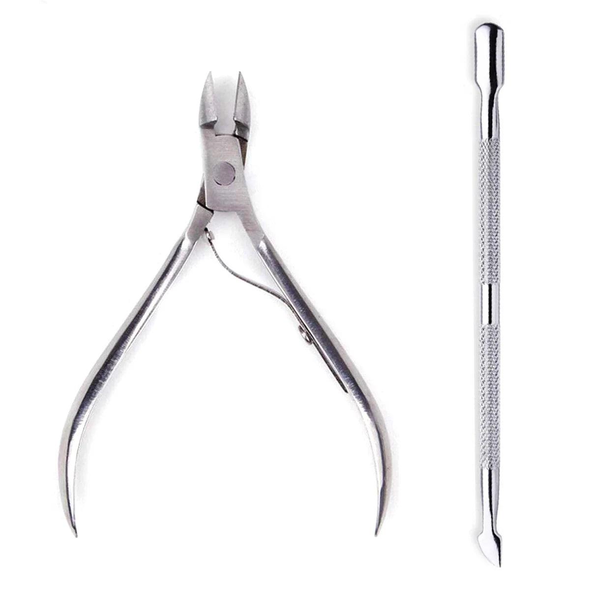4 Pcs/Set Professional Stainless Steel Nail Cutter Scissor Nippers Muti Function Cuticle Pusher Remover Nail Care Manicure Kits - MANDOTOS