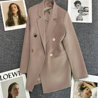 Elegant Women's Blazer Coat Fashion Stand Up Collar Long Sleeve Female Coats Spring Autumn Fashion Loose Office Lady Outwear
