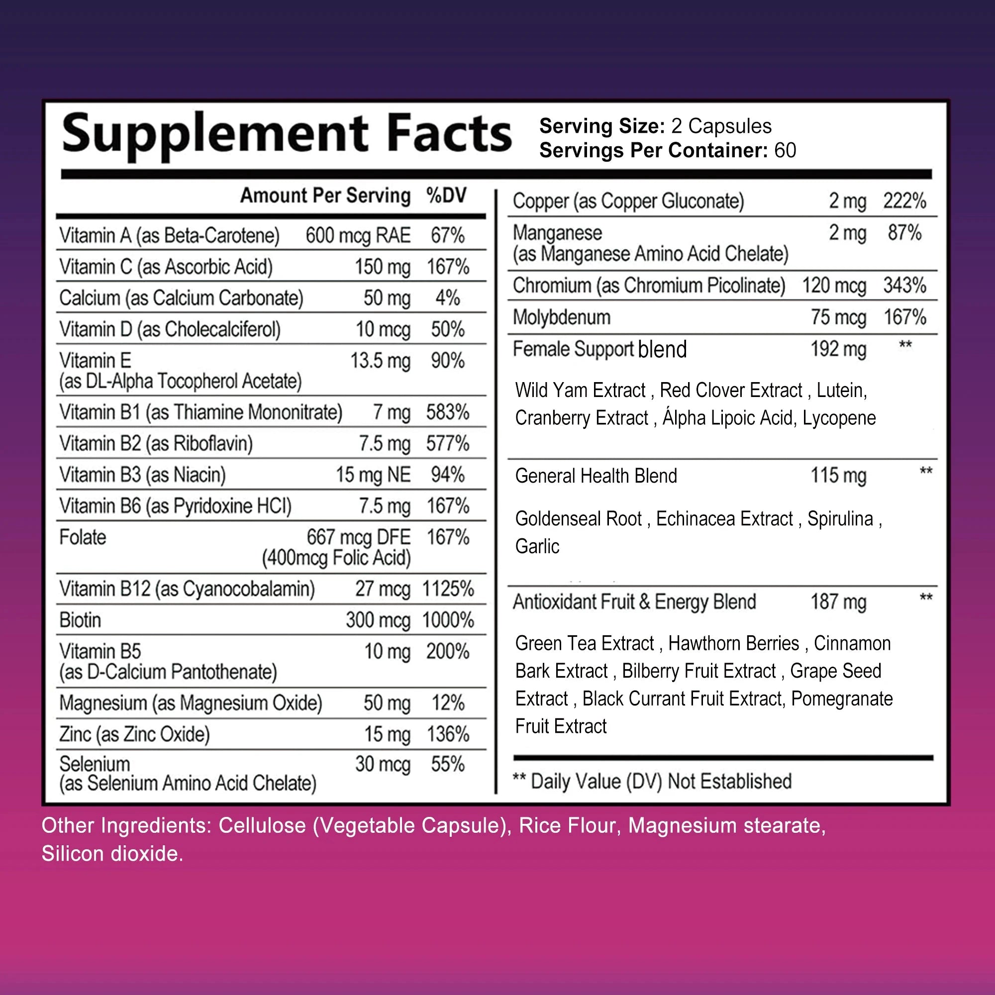 Women's Daily Multi Capsules - Daily Multivitamin To Support Energy and Immune Health - 120 Capsules MANDOTOS