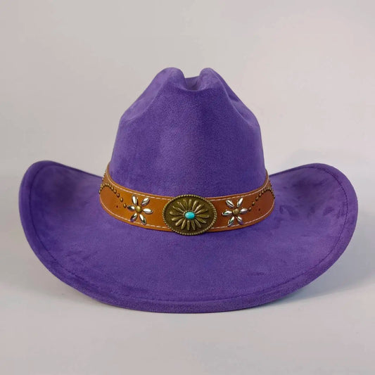 western Premium suede cowboy hat stylish men's and women's fedora Suede Panama hat perfect for outdoor festive activitieswestern