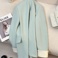 Elegant Women's Blazer Coat Fashion Stand Up Collar Long Sleeve Female Coats Spring Autumn Fashion Loose Office Lady Outwear