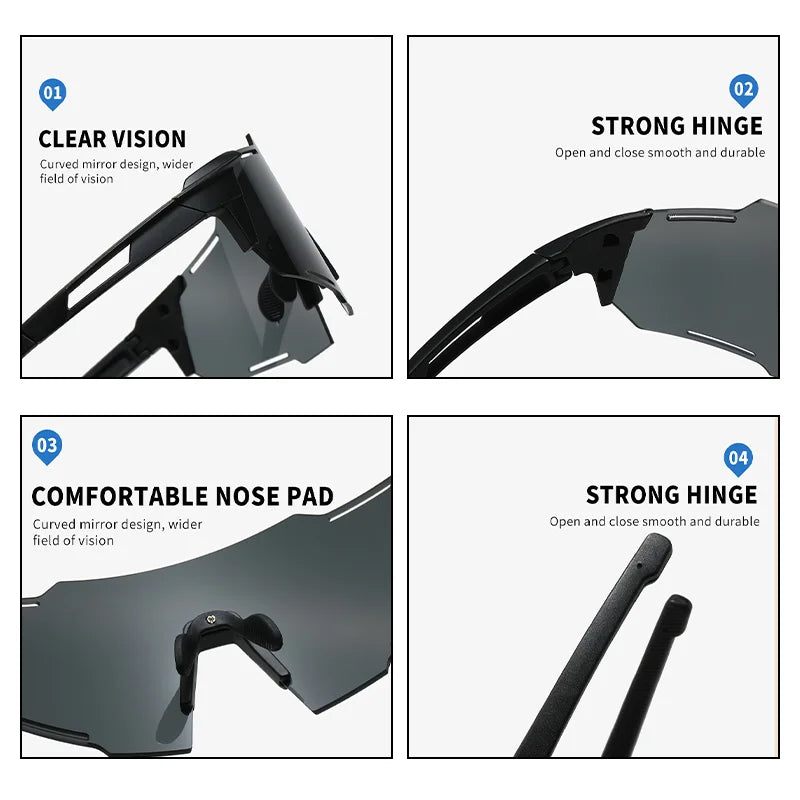 PC Cycling Sunglasses with Adjustable Nose Clip UV400 Bike Glasses Windproof Sports Sunglasses Bicycle Glasses Accessory