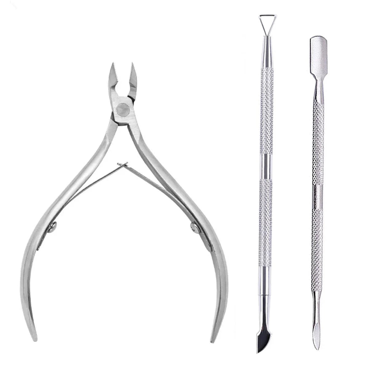 4 Pcs/Set Professional Stainless Steel Nail Cutter Scissor Nippers Muti Function Cuticle Pusher Remover Nail Care Manicure Kits - MANDOTOS