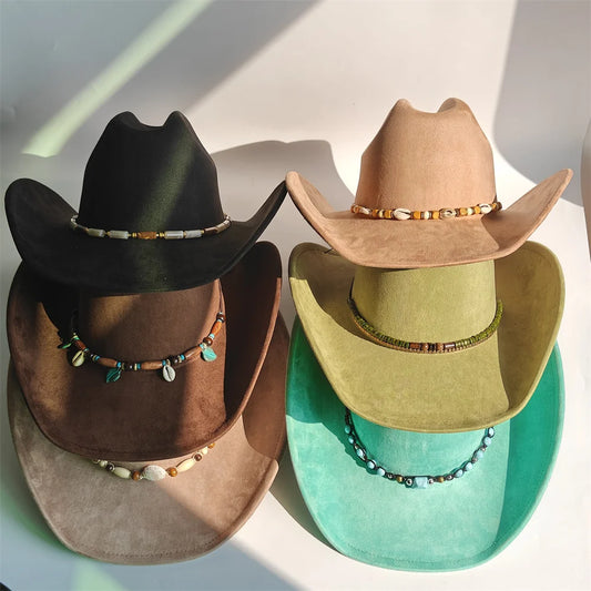 New Big Brim Cowgirl Cowboy Vegan Suede Hat Felt Fedora Hat for Women Men Classic and Fashionable All-match Hat sombrero vaquero